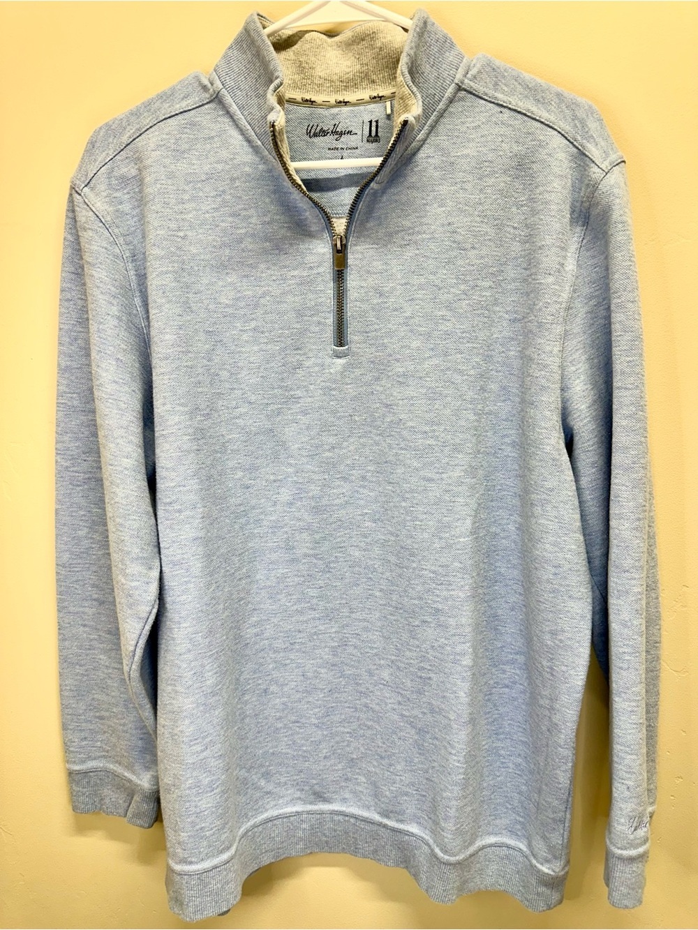 Walter Hagen Men’s Large Quarter‑Zip Sweater •Light Blue Heather • Golf Pullover